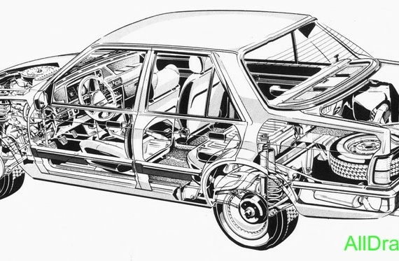 Ford Orion (1983) - drawings (drawings) of the car